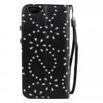 Wholesale iPhone 6 4.7 Diamond Flip PU Leather Wallet Case with Strap (Black)